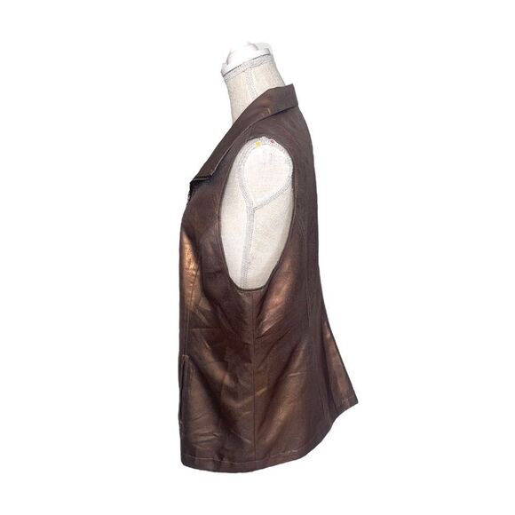 Chicos Shimmery Bronze Moto Vest Size 2 - Picture 7 of 15